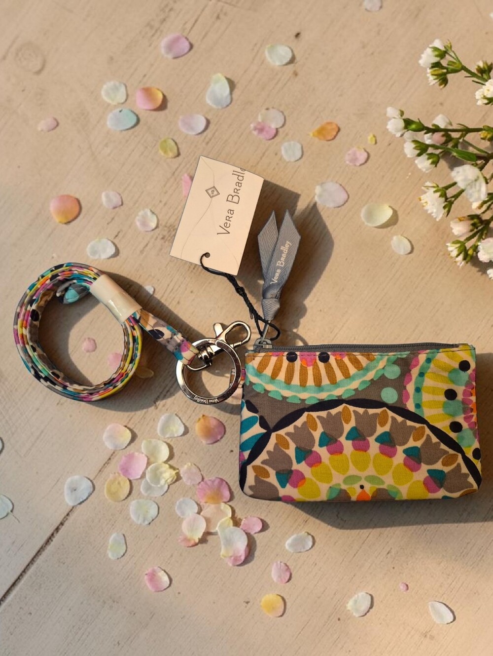 Vera Bradley 'Sunny Medallion' Quilted Zip ID & Lanyard